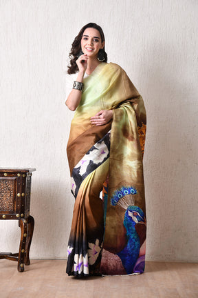 Handcrafted Hand-Painted Tussar Silk Saree – Bhasha Bharat