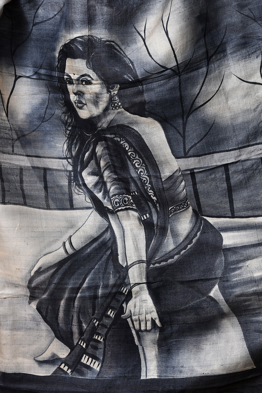 Handcrafted Hand-Painted Tussar Silk Saree – Bhasha Bharat