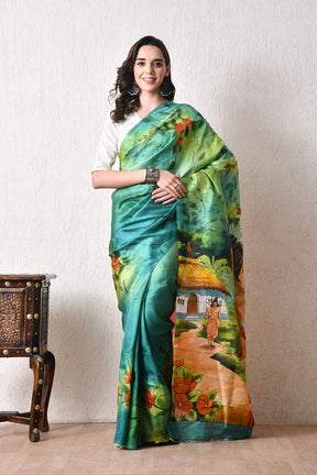 Handcrafted Hand-Painted Tussar Silk Saree – Bhasha Bharat