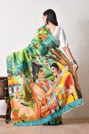 Handcrafted Hand-Painted Tussar Silk Saree – Bhasha Bharat