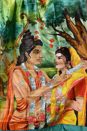 Handcrafted Hand-Painted Tussar Silk Saree – Bhasha Bharat