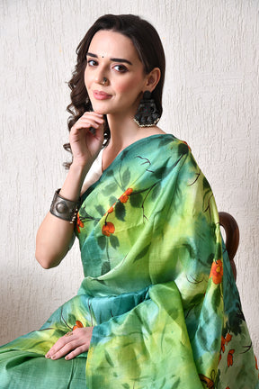 Handcrafted Hand-Painted Tussar Silk Saree – Bhasha Bharat