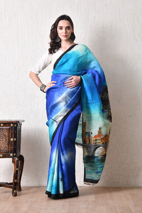 Handcrafted Hand-Painted Tussar Silk Saree – Bhasha Bharat