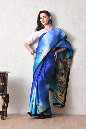 Handcrafted Hand-Painted Tussar Silk Saree – Bhasha Bharat