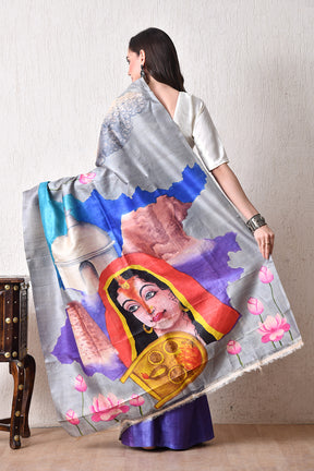 Handcrafted Hand-Painted Tussar Silk Saree – Bhasha Bharat