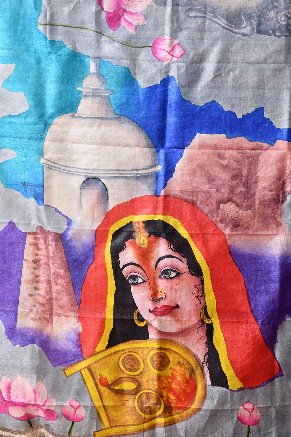 Handcrafted Hand-Painted Tussar Silk Saree – Bhasha Bharat