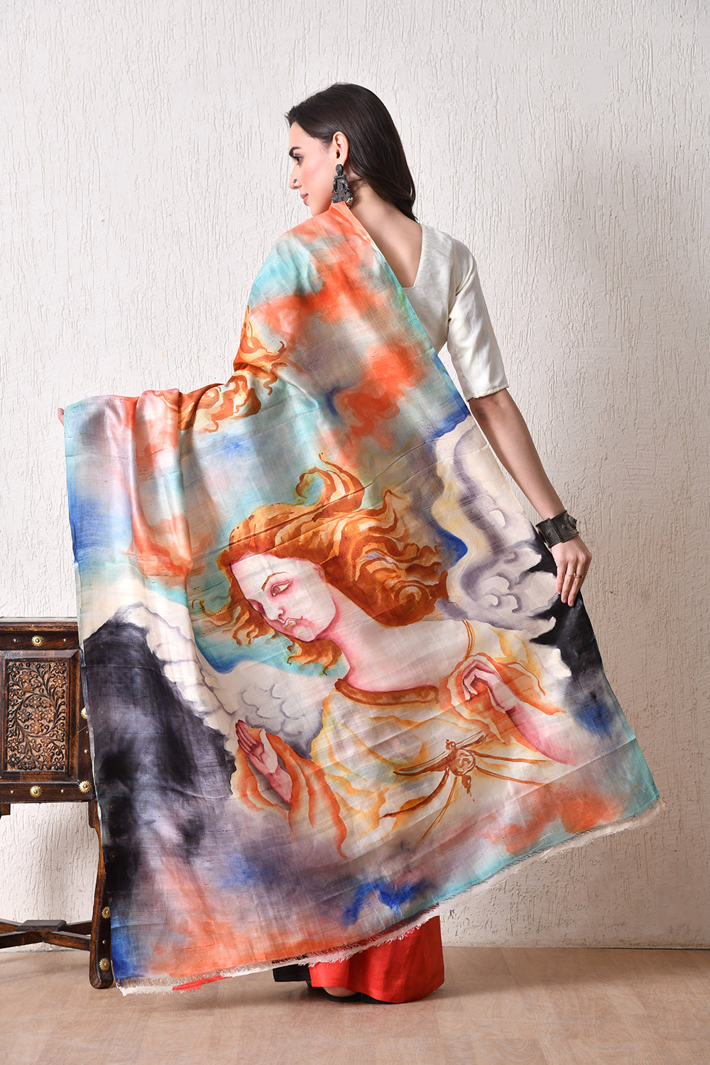 Handcrafted Hand-Painted Tussar Silk Saree – Bhasha Bharat