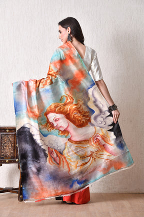 Handcrafted Hand-Painted Tussar Silk Saree – Bhasha Bharat