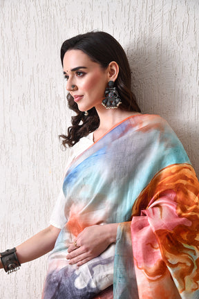 Handcrafted Hand-Painted Tussar Silk Saree – Bhasha Bharat