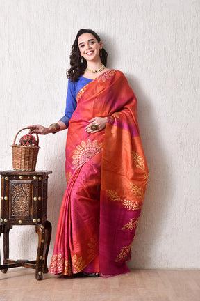 Handcrafted Hand-Painted Tussar Silk Saree – Bhasha Bharat