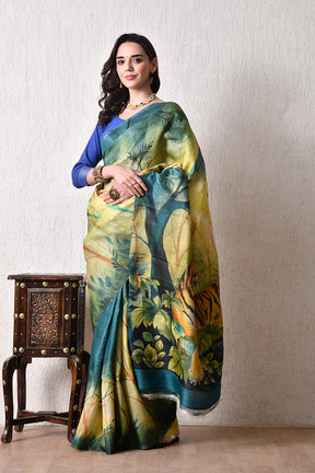 Handcrafted Hand-Painted Tussar Silk Saree – Bhasha Bharat