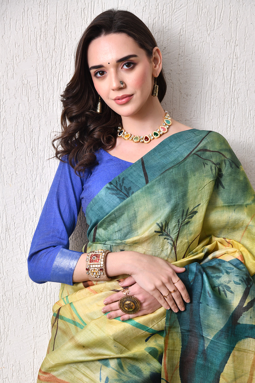 Handcrafted Hand-Painted Tussar Silk Saree – Bhasha Bharat