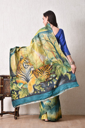 Handcrafted Hand-Painted Tussar Silk Saree – Bhasha Bharat