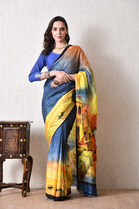 Handcrafted Hand-Painted Tussar Silk Saree – Bhasha Bharat