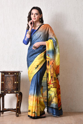 Handcrafted Hand-Painted Tussar Silk Saree – Bhasha Bharat