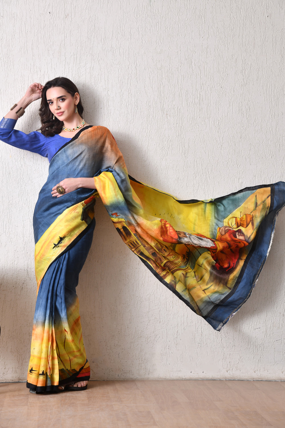 Handcrafted Hand-Painted Tussar Silk Saree – Bhasha Bharat