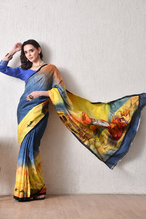 Handcrafted Hand-Painted Tussar Silk Saree – Bhasha Bharat