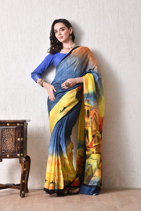 Handcrafted Hand-Painted Tussar Silk Saree – Bhasha Bharat