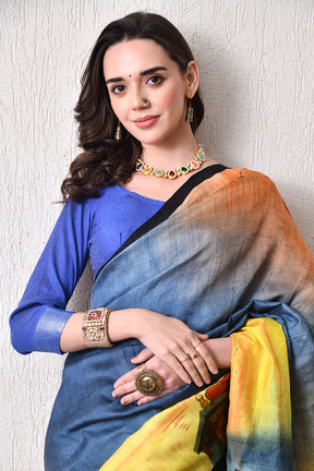 Handcrafted Hand-Painted Tussar Silk Saree – Bhasha Bharat