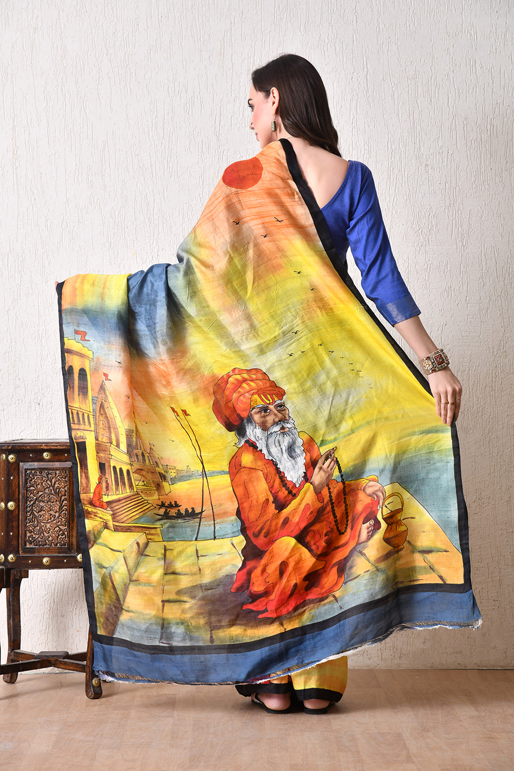 Handcrafted Hand-Painted Tussar Silk Saree – Bhasha Bharat