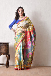 Handcrafted Hand-Painted Tussar Silk Saree – Bhasha Bharat