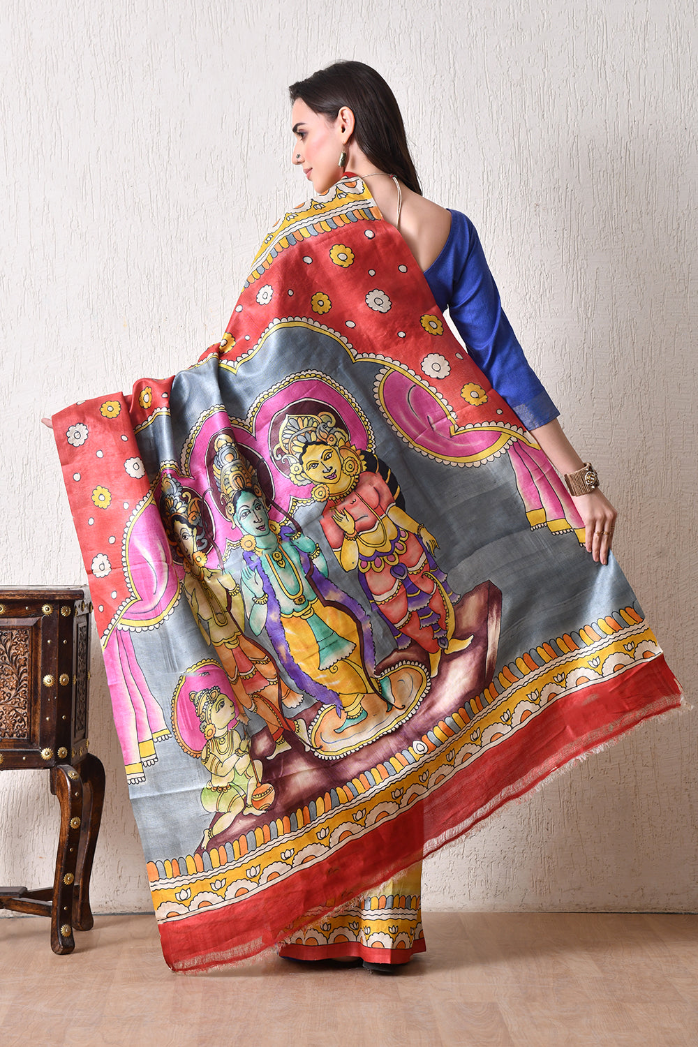 Handcrafted Hand-Painted Tussar Silk Saree – Bhasha Bharat