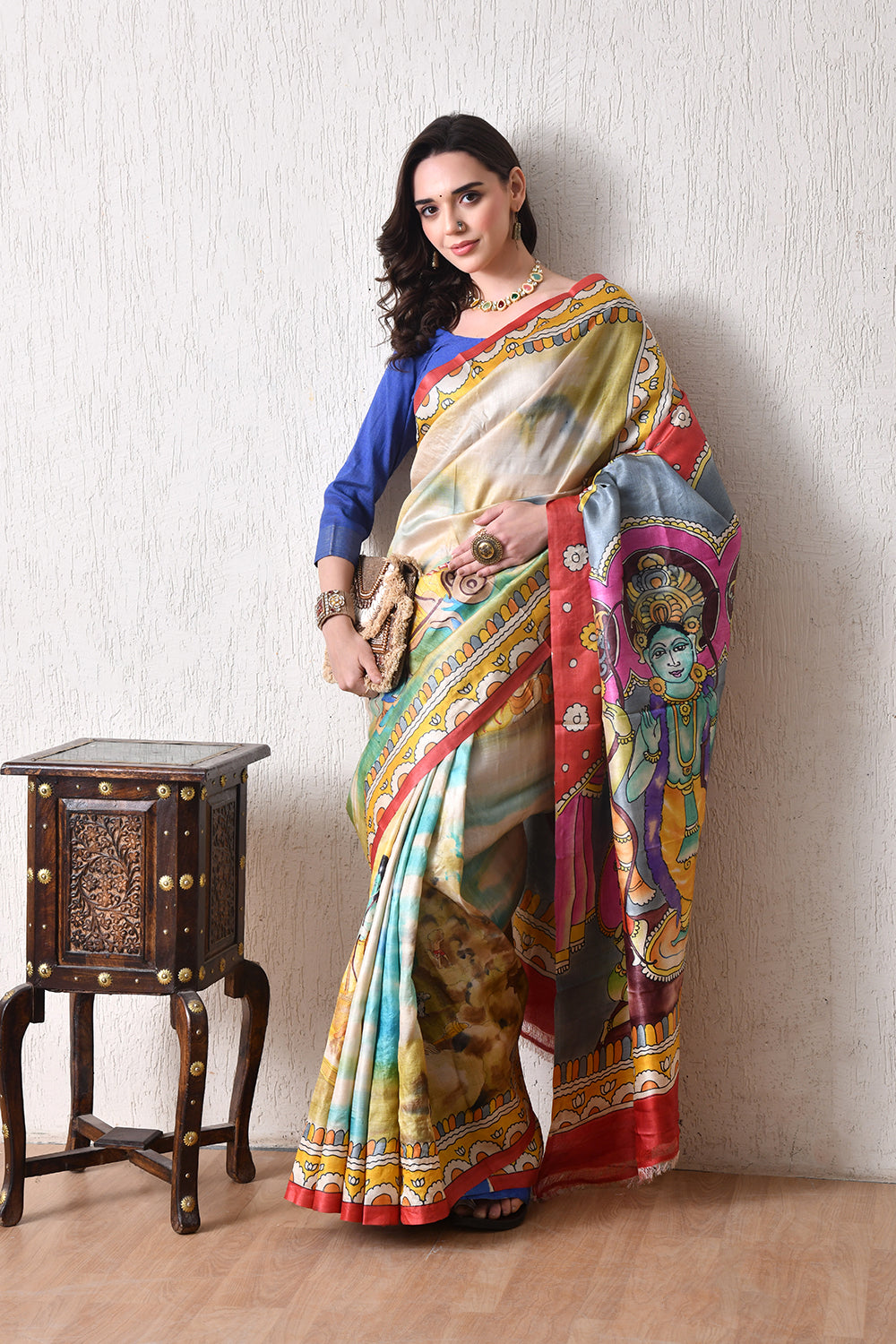 Handcrafted Hand-Painted Tussar Silk Saree – Bhasha Bharat