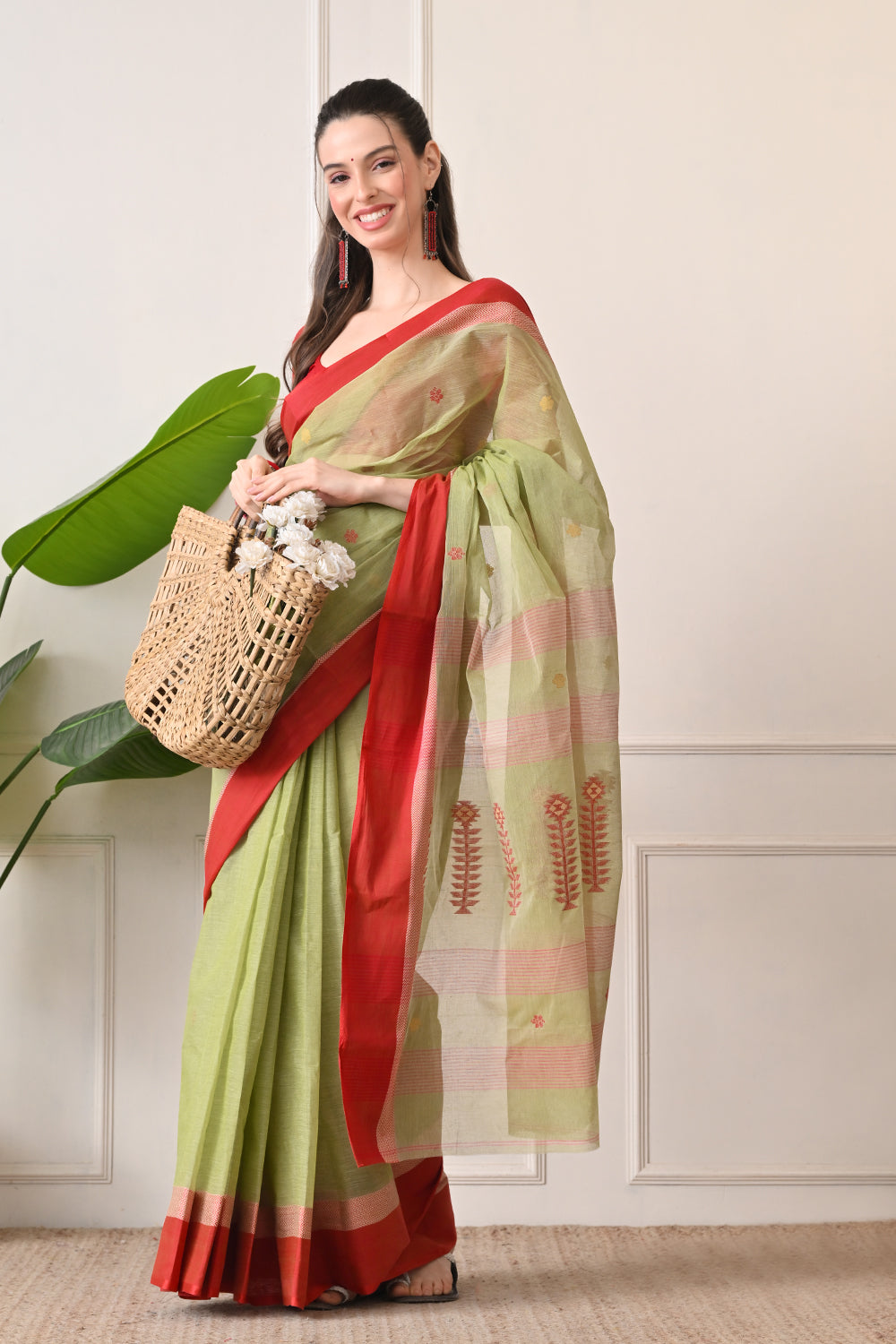 Gorgeous Green: Handloom Artisanal Saree made with Organic Bengal Cotton