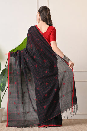 Black Beauty: Handloom Artisanal Saree made with Organic Bengal Cotton