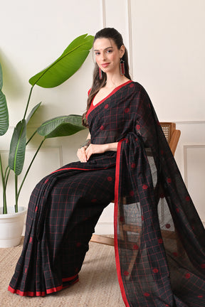 Black Beauty: Handloom Artisanal Saree made with Organic Bengal Cotton