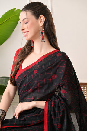 Black Beauty: Handloom Artisanal Saree made with Organic Bengal Cotton