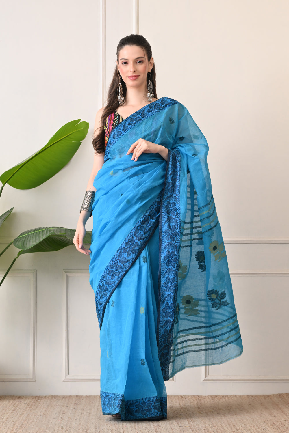 Blissful Blues: Organic Bengal Cotton Handloom Saree