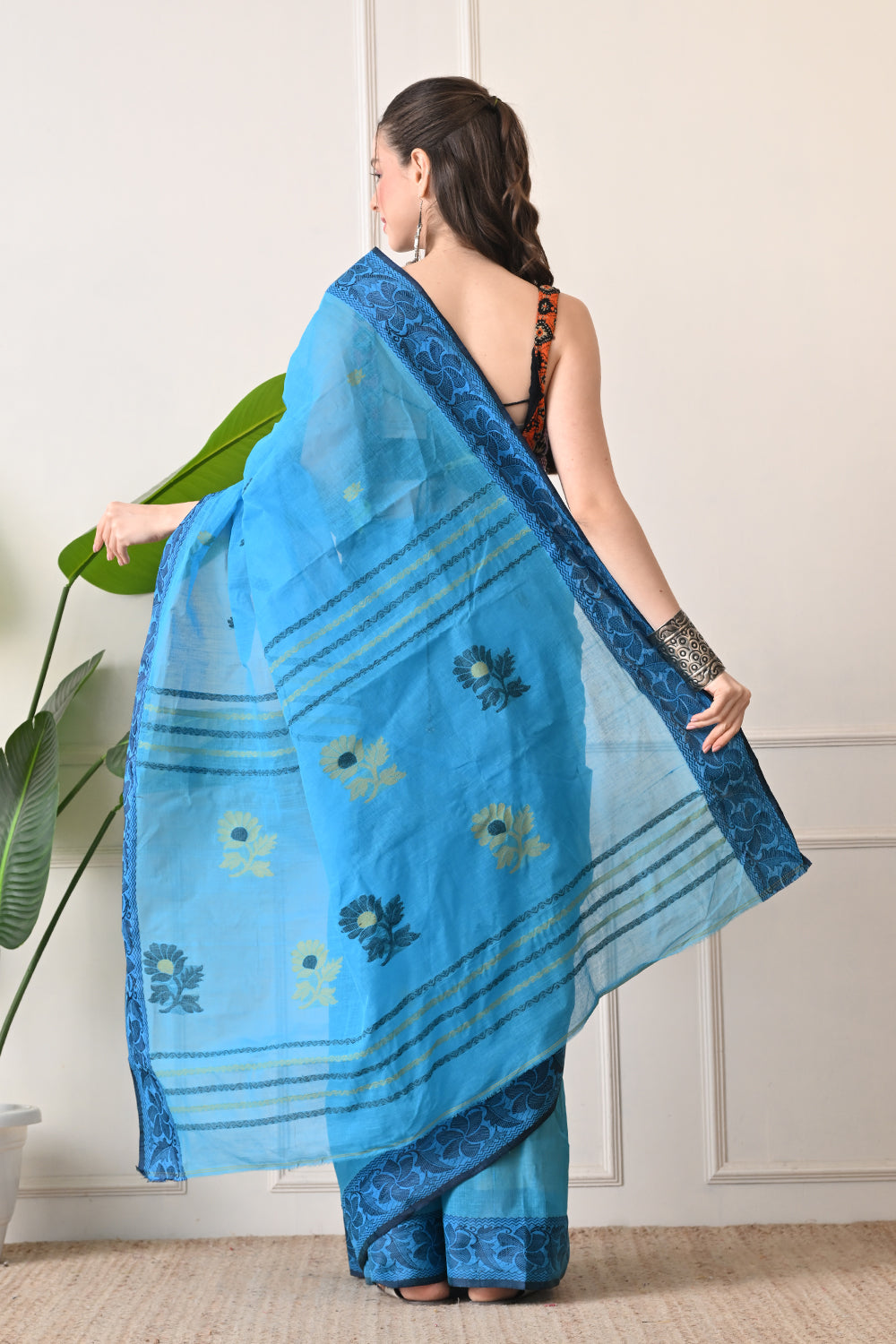 Blissful Blues: Organic Bengal Cotton Handloom Saree