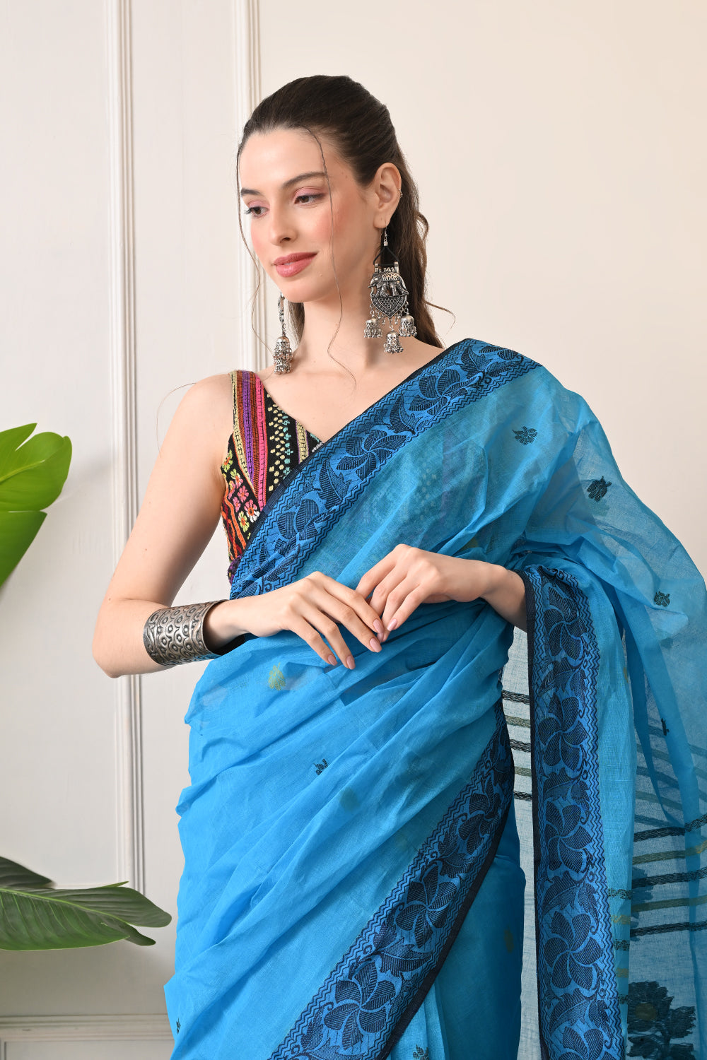 Blissful Blues: Organic Bengal Cotton Handloom Saree