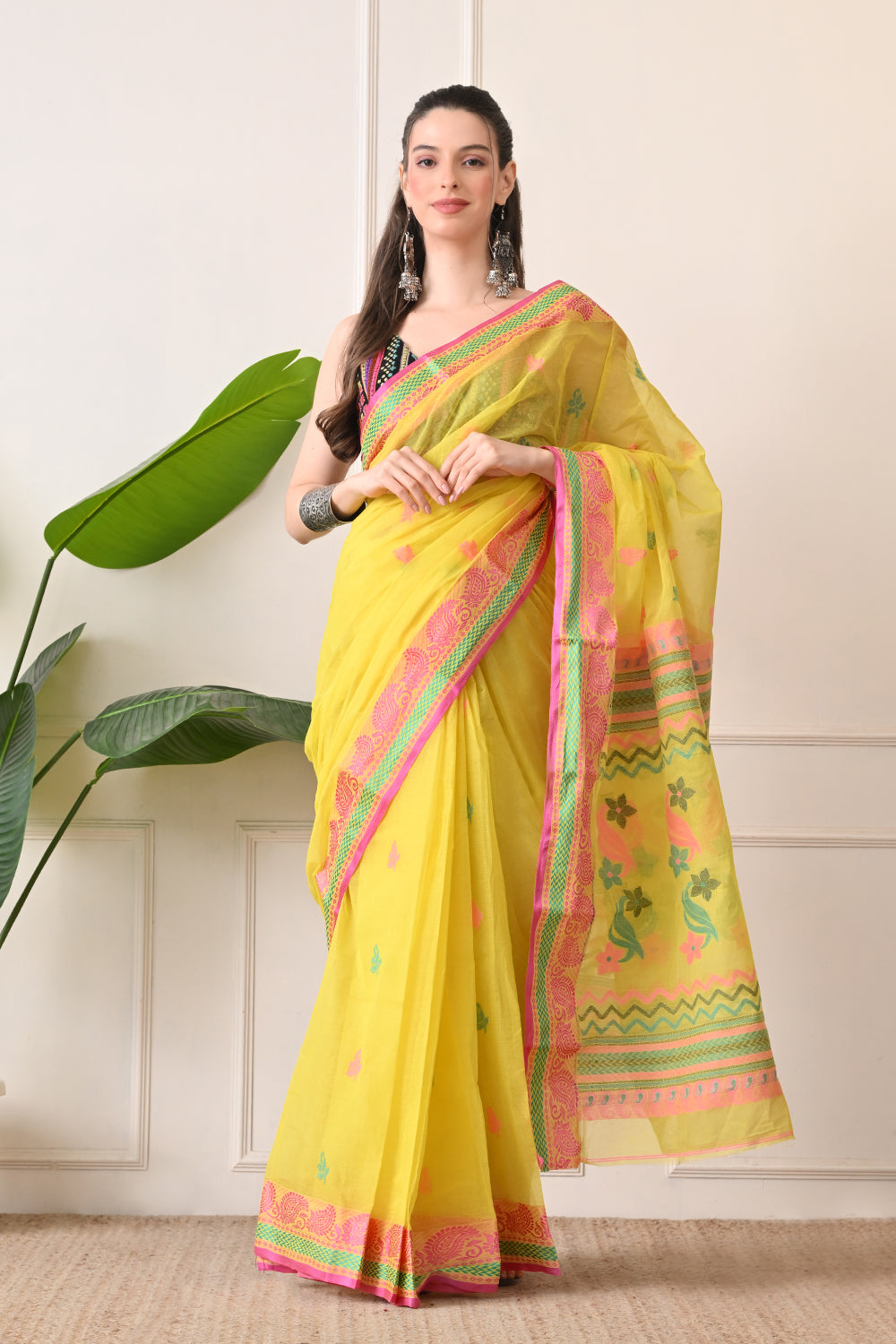 Radiant Yellow: Handloom Saree made with Organic Bengal Cotton