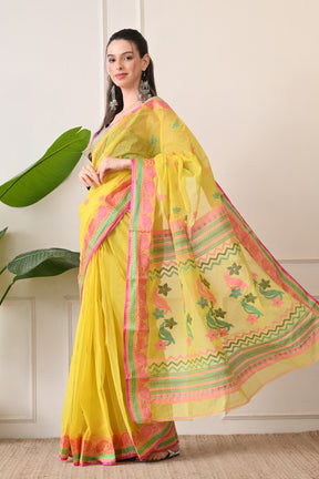 Radiant Yellow: Handloom Saree made with Organic Bengal Cotton