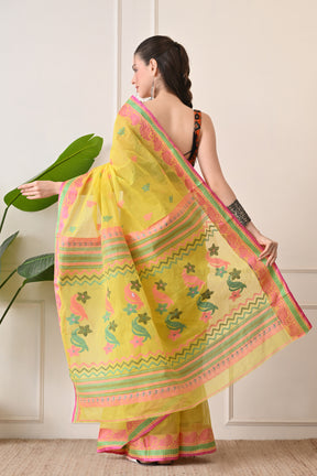 Radiant Yellow: Handloom Saree made with Organic Bengal Cotton