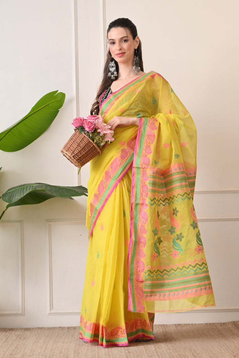 Radiant Yellow: Handloom Saree made with Organic Bengal Cotton