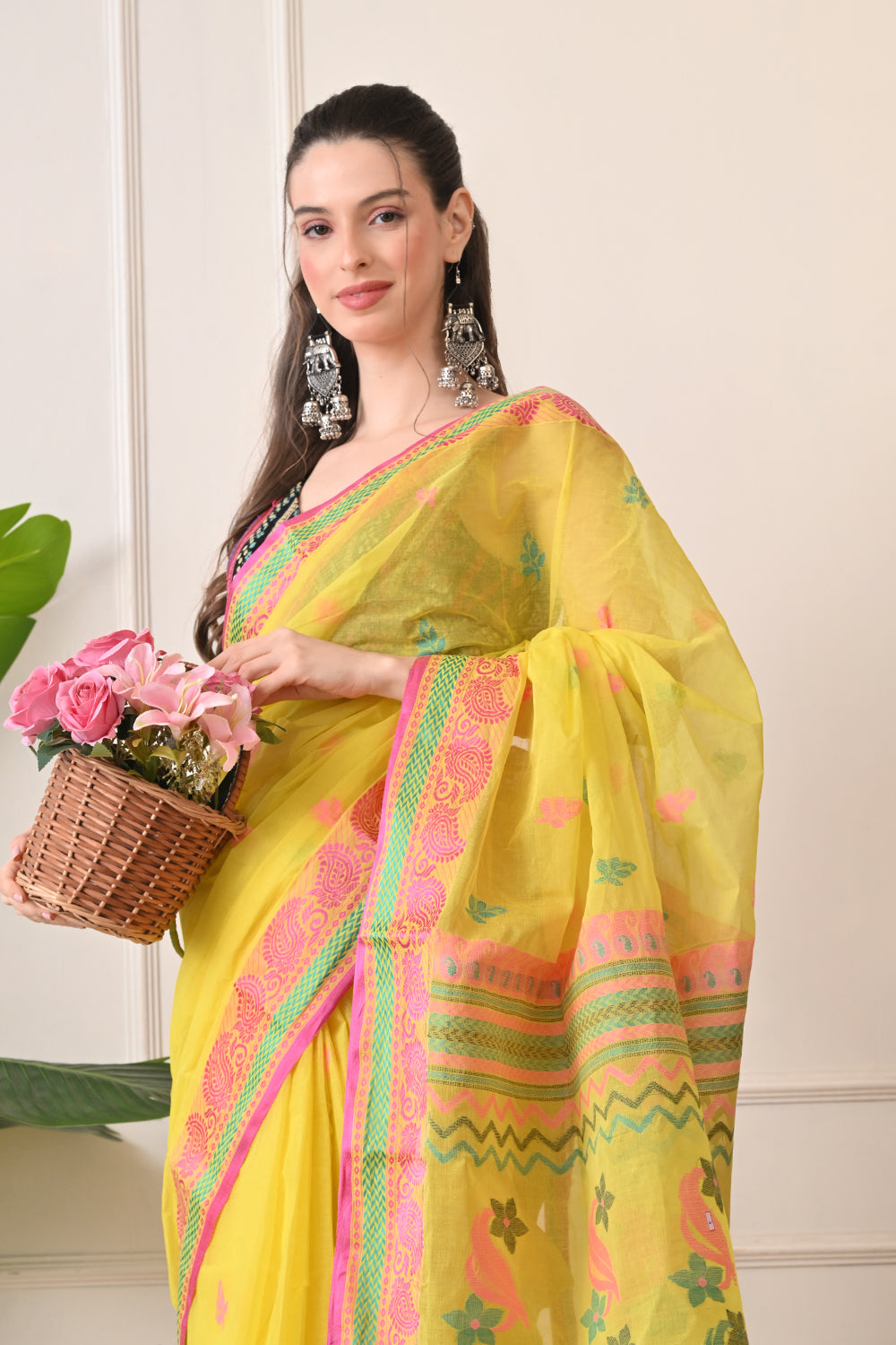 Radiant Yellow: Handloom Saree made with Organic Bengal Cotton