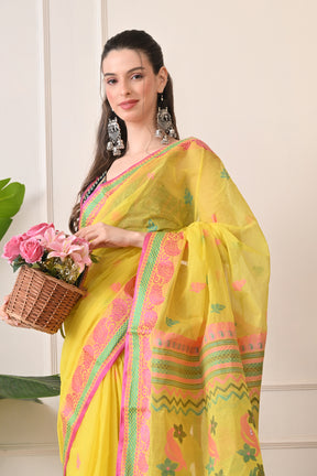 Radiant Yellow: Handloom Saree made with Organic Bengal Cotton