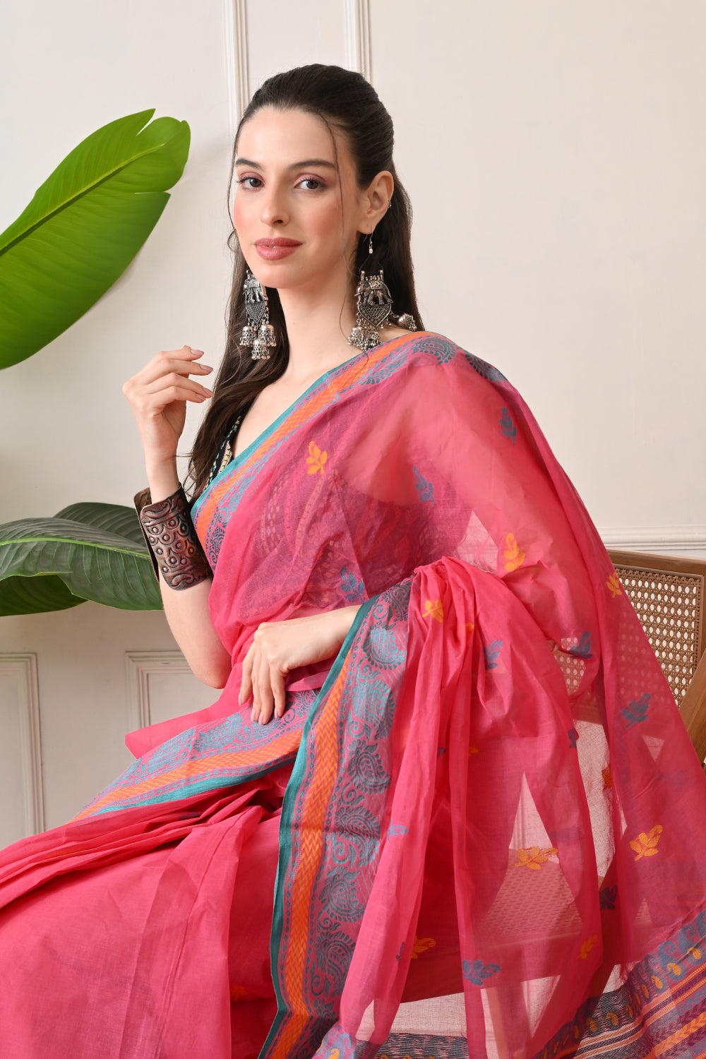 Playful & Pretty: Pink Handloom Saree made with Organic Bengal Cotton