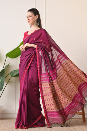 Magical Magenta: Handloom Organic Bengal Cotton Saree