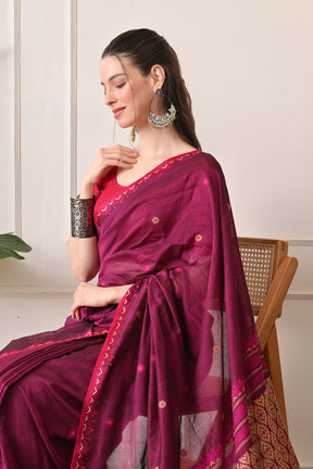 Magical Magenta: Handloom Organic Bengal Cotton Saree