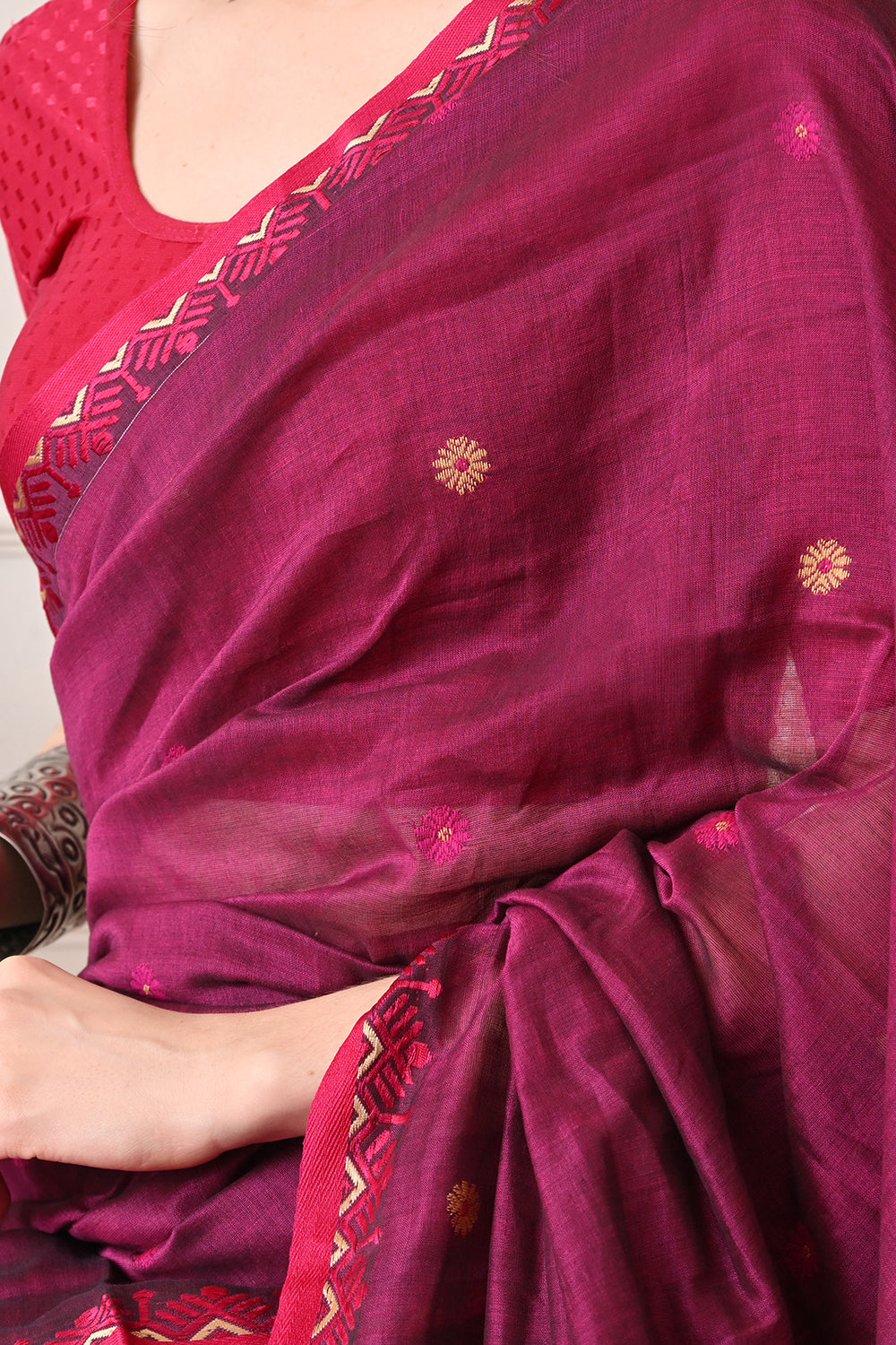 Magical Magenta: Handloom Organic Bengal Cotton Saree