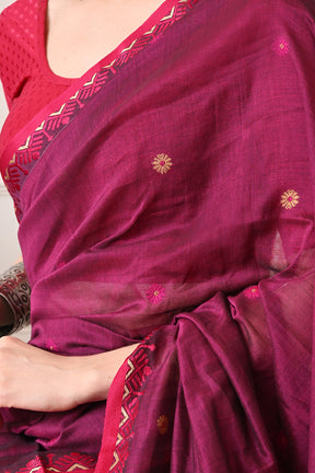 Magical Magenta: Handloom Organic Bengal Cotton Saree
