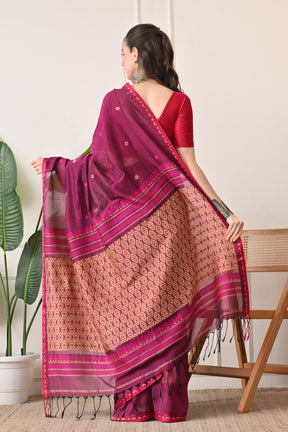 Magical Magenta: Handloom Organic Bengal Cotton Saree