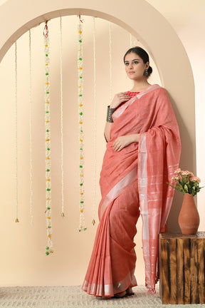 Pink Paradise: Organic Nerium Oleander Dyed Linen Saree