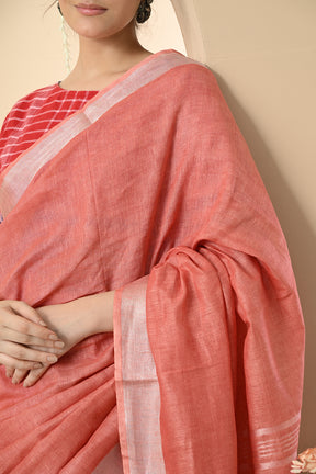 Pink Paradise: Organic Nerium Oleander Dyed Linen Saree