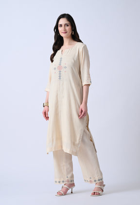 Corporate Ivory Handloom Co-ord Set