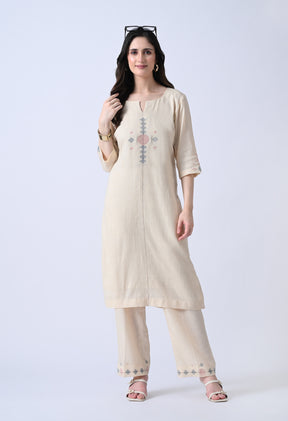 Corporate Ivory Handloom Co-ord Set